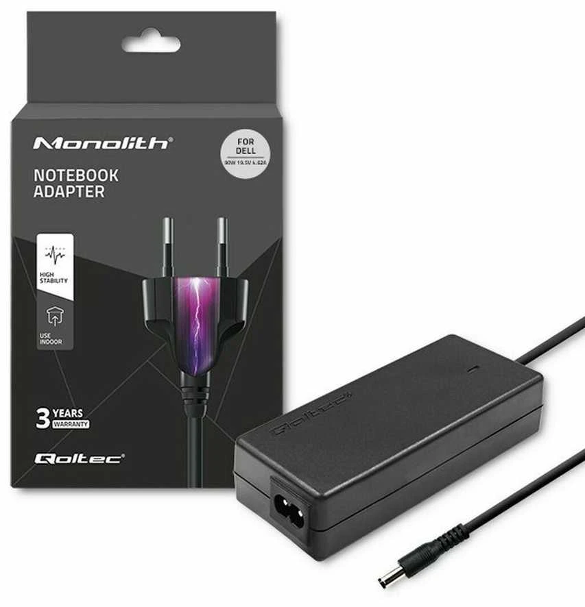 QOLTEC 51516 Nešiojamas kompiuteris AC power adapter Dell 90W 19.5V 4.62A 4.5 3.0+pin
