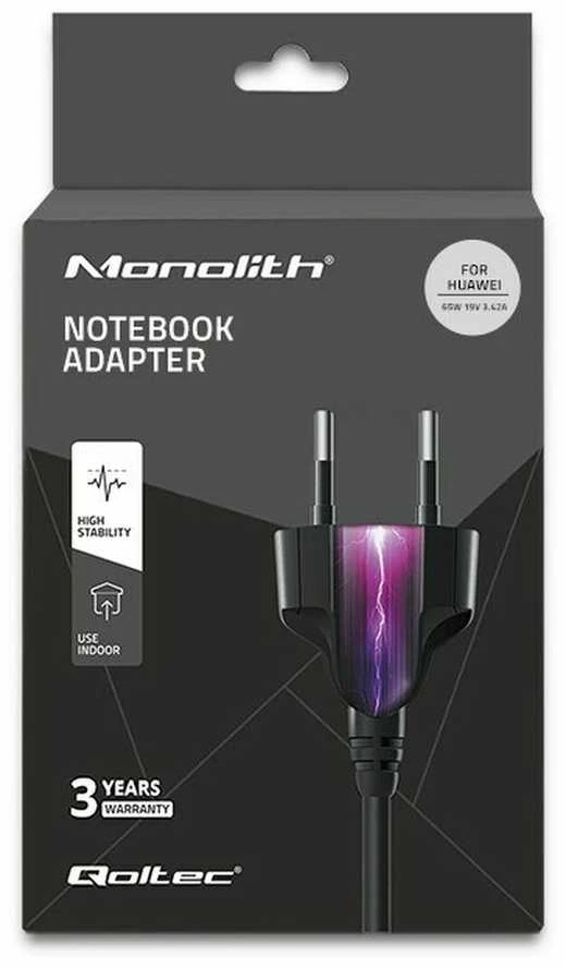 QOLTEC 51038 maitinimo adapteris, skirtas Huawei 65W 19V 3.42A 4.0x1.7 maitinimo kabeliui