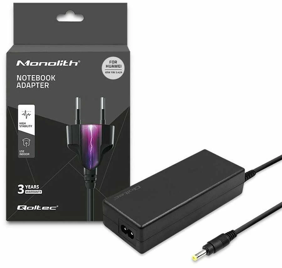 QOLTEC 51038 maitinimo adapteris, skirtas Huawei 65W 19V 3.42A 4.0x1.7 maitinimo kabeliui