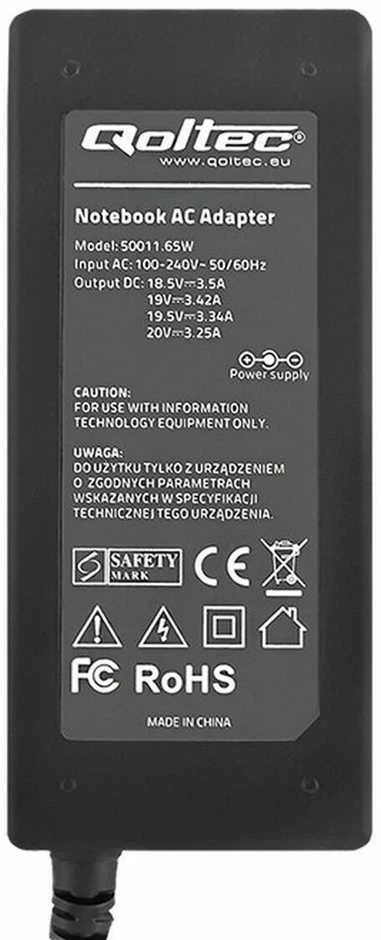 QOLTEC 50011 Universalus maitinimo adapteris 65W 8 kištukai + maitinimo laidas