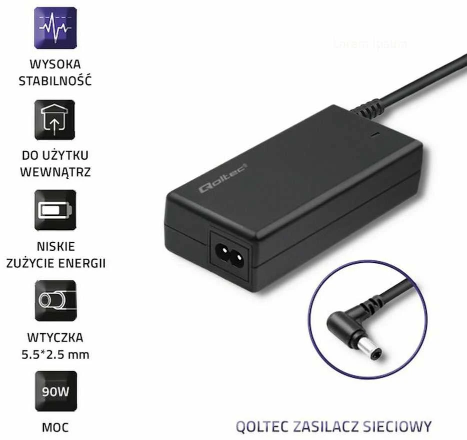 QOLTEC 50099 Nešiojamas kompiuteris AC power adapter IBM Lenovo 90W 20V 4.74A 5.5x2.5