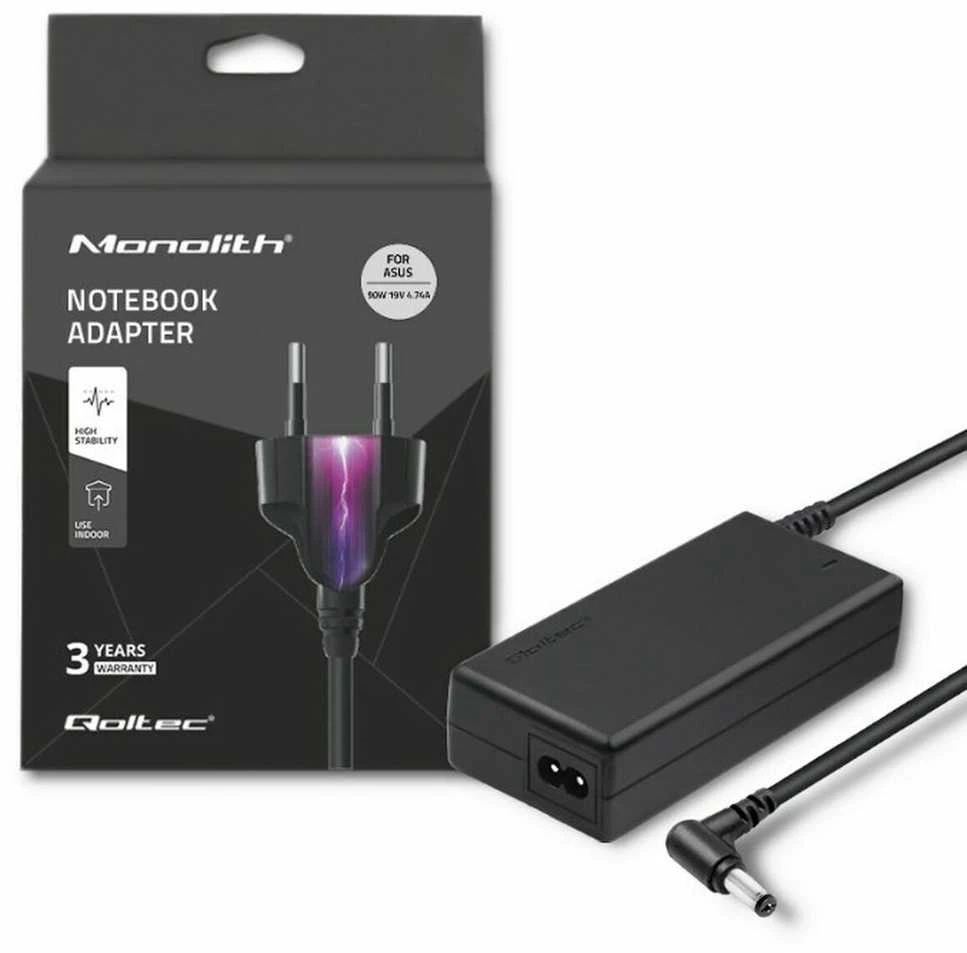 QOLTEC 50070 Nešiojamas kompiuteris AC power adapter 90W 19V 4.74 A 5.5x2.5 +power cable