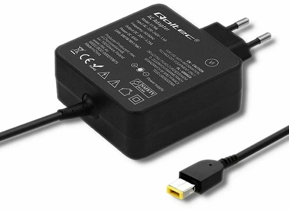 QOLTEC 51766 Maitinimo adapteris, skirtas Lenovo 65W 20V 3.25A Plonas antgalis + kaištis