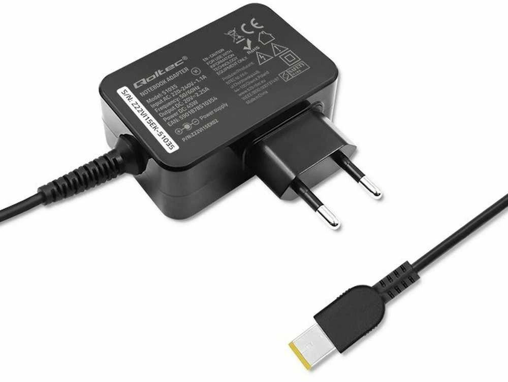 QOLTEC 51035 Maitinimo adapteris, skirtas Lenovo 45W 20V 2,25A SlimTip kaiščiui