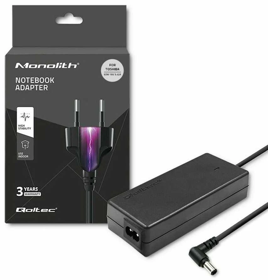 QOLTEC 50073 Nešiojamas kompiuteris AC power adapter Toshiba 65W 3.42A 19V 5.5x2.5