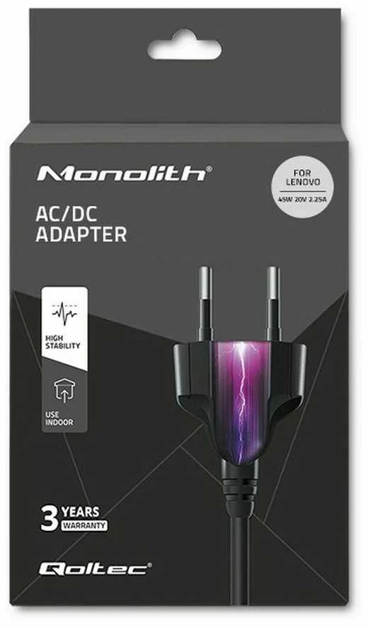 QOLTEC 51509 Nešiojamas kompiuteris AC power adapter f Lenovo 45W 20V 2.25A 4.0x1.7