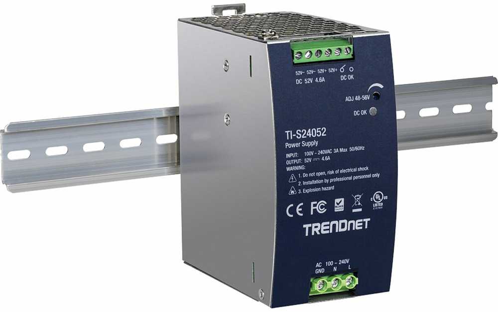 TRENDnet DIN-Rail Power Supply 240W, 52V DC, 4.61A, AC to DC