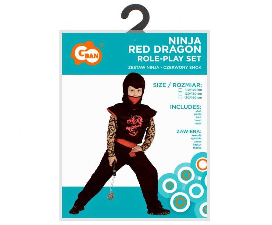 GoDan Nindzės kostiumas – Raudonasis drakonas, dydis 130/140 cm