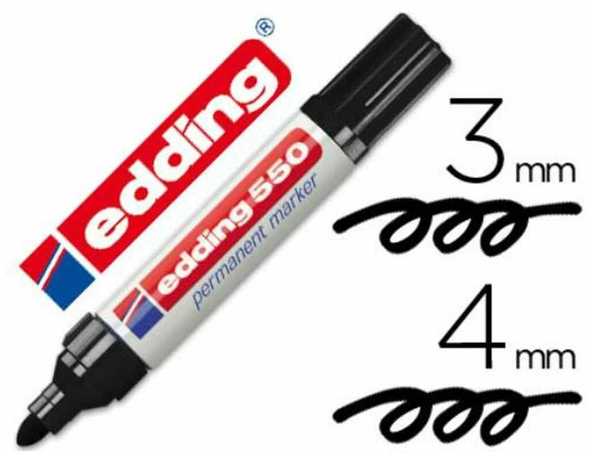 Permanentinis žymeklis Edding 550, apvaliu galiuku, 3-4mm, juodos spalvos