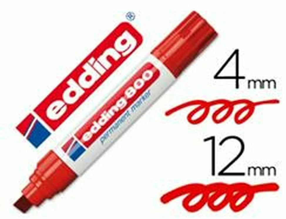 Biuro Prekės - Edding 800 Nuolatinis Žymeklis 4mm Kampinis Raudonas