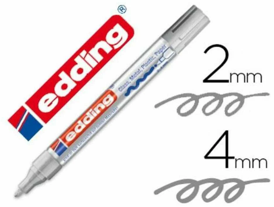 Žymeklis Edding 750 lako pagrindu, apvaliu galiuku, 2-4mm, sidabrinės spalvos
