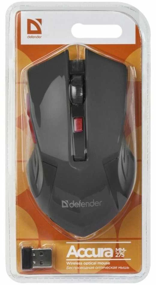 Žaidimų Pelė - Defender Accura MM-275 Optinė 1600DPI Juoda/Raudona
