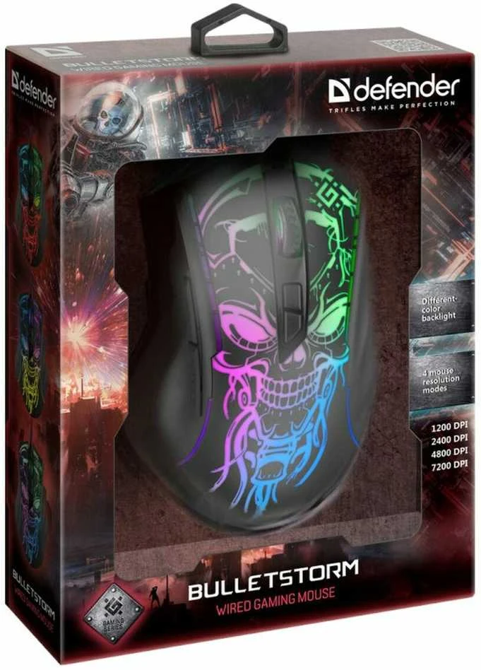 Žaidimų Pelė - Defender GM-928 Bulletstorm 7200 DPI Juoda