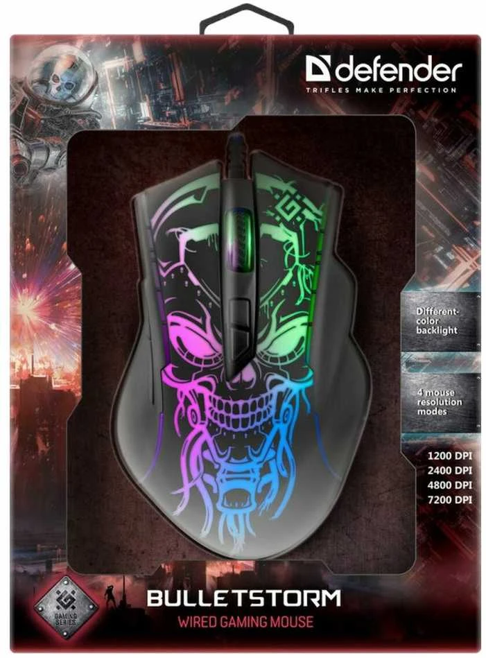 Žaidimų Pelė - Defender GM-928 Bulletstorm 7200 DPI Juoda