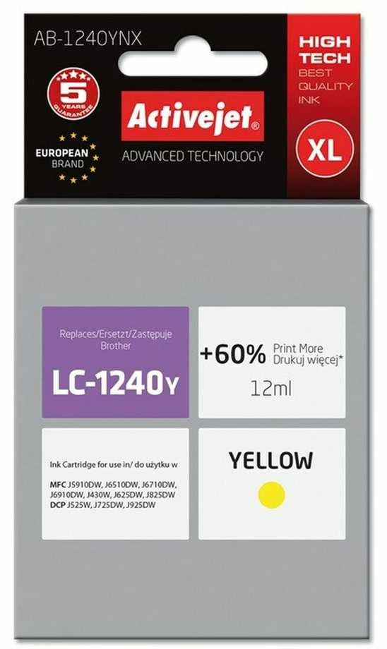 Rašalo kasetė - Activejet AB-1240YNX suderinama su Brother LC1220Bk/LC1240Bk, 12 ml, Geltona