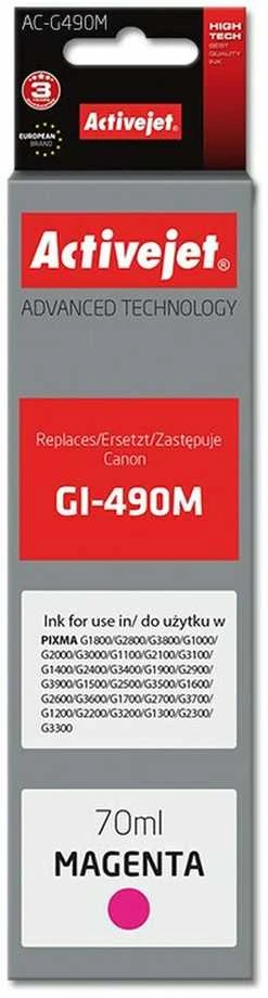Rašalo Kasetė - Activejet AC-G490M; Raudona; 70 ml; Pakaitalas Canon GI-490M