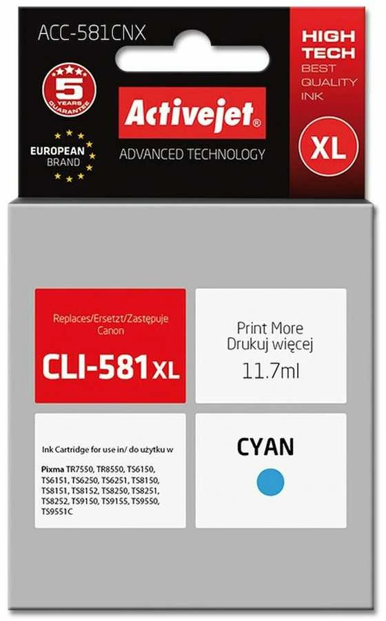 Rašalo Kasetė - Activejet ACC-581CNX 11.7ml Didelės Talpos Mėlyna