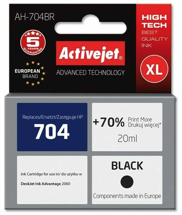 Rašalo kasetė Activejet AH-704BR (pakeitimas HP 704 CN692AE; Premium; 20 ml; juodas)