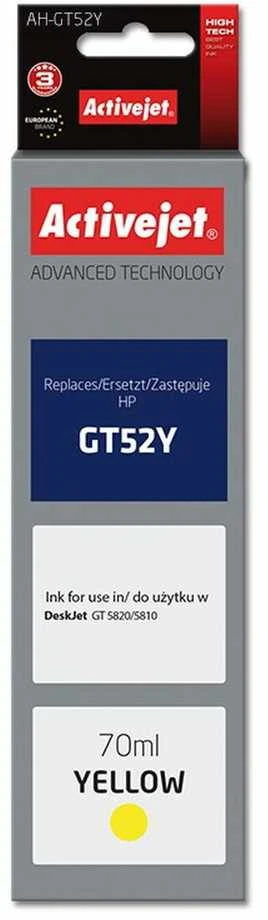 Rašalo Kasetė - Activejet AH-GT52Y 70ml Aukštos Talpos Pakeitimas HP GT-52Y Geltona
