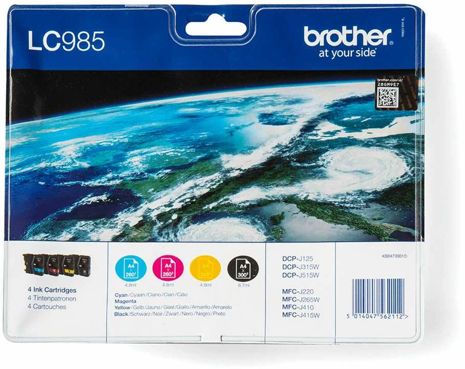 Brother LC985VALBP Multipack | Ink Cartridge | Juodas, Cyan, Magenta, Geltona