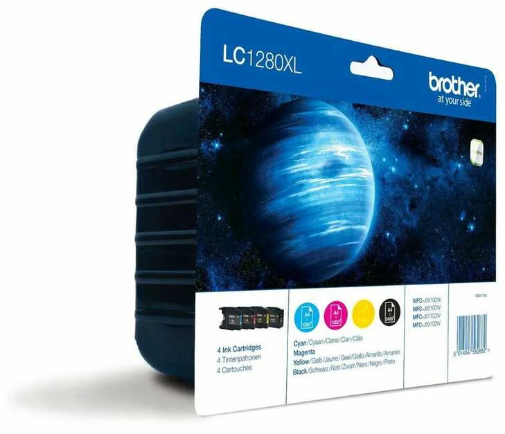 BROTHER VERTINGAS PAKETAS (LC-1280XL JUODA/ŽYRA/MĖLYNA/GELONIJA)