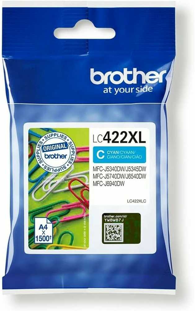 Brother rašalo kasetė LC422XLC, 1500 puslapių, žydra, originali, didelio našumo, rašalo kasetė, suderinama su MFC-J5340DW