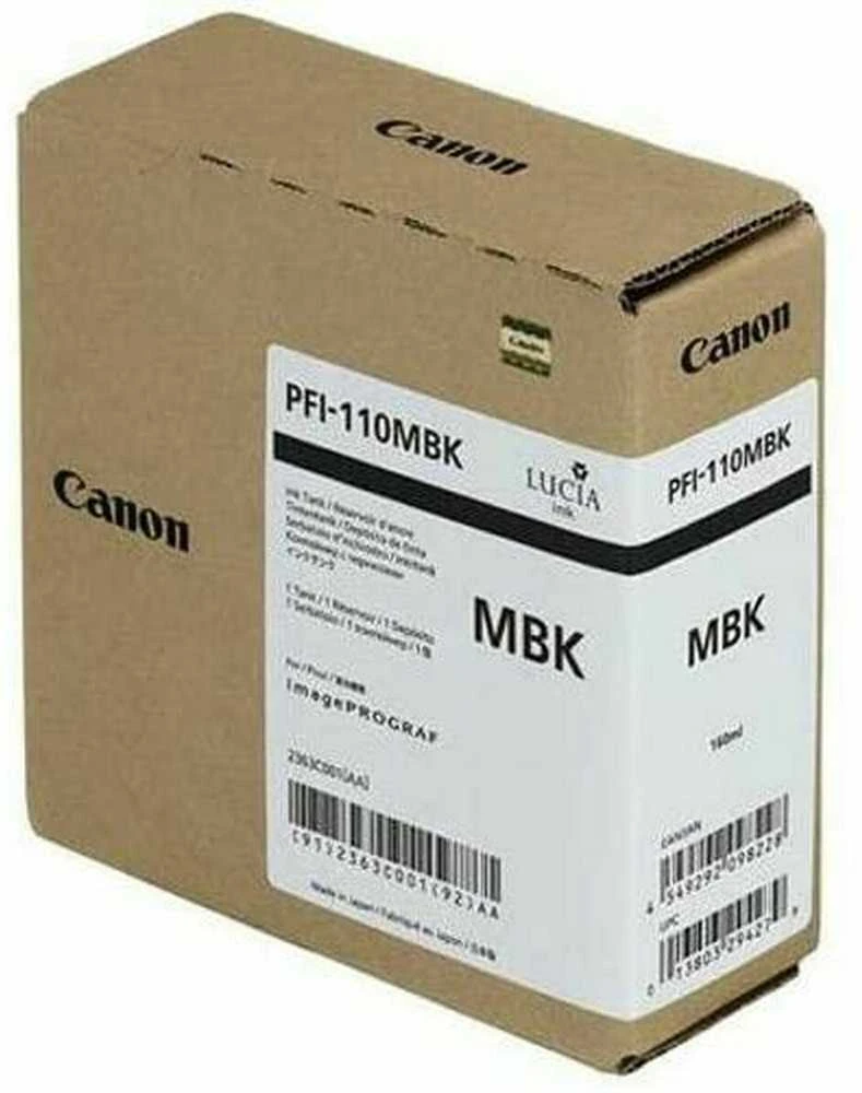 Canon rašalo kasetė PFI-110MBK, matinė juoda, talpa 160ml, skirta Canon imagePROGRAF TX-2000, imagePROGRAF TX-3000, imagePROGRAF TX-4000.