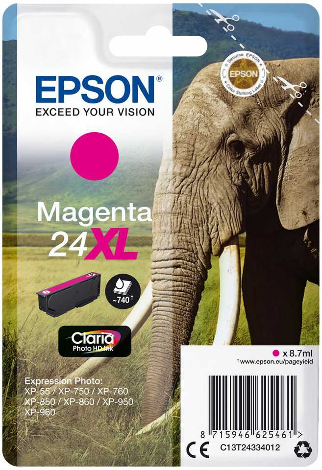 Epson No.24 XL (C13T24334012), purpurinė kasetė