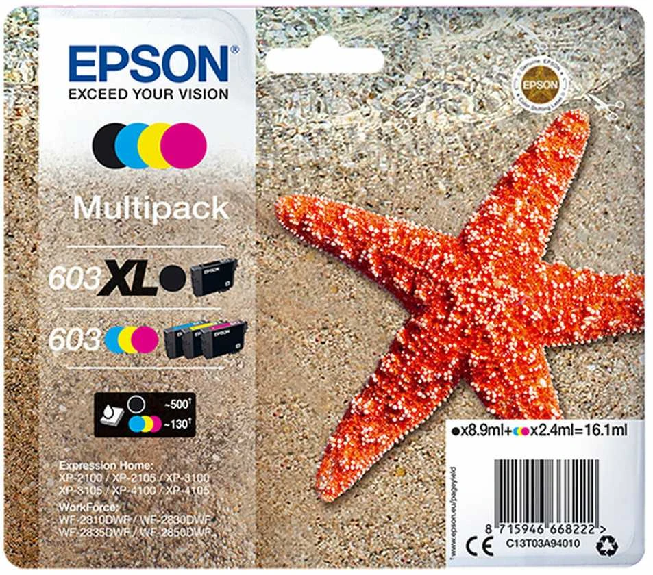Originali „Epson“ rašalo kasetė „Epson 603 XL Inkjet Multicolor“.