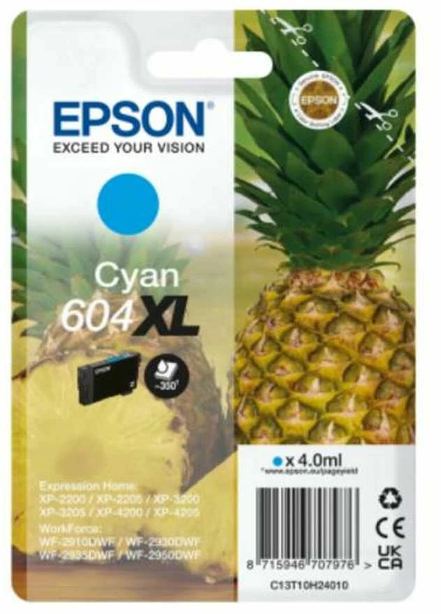 „Tusz Epson 604XL“ – 4 ml – žydra – originali – lizdinė pakuotė su RF / garsiniu signalu – rašalo kasetė – skirta „Expression Home XP-2200“, „2205“, „3200“, „3205“, „4200“, „4205“, „WorkForce WF-2910“, „2930“, „2935“, „2950“ spausdintuvams
