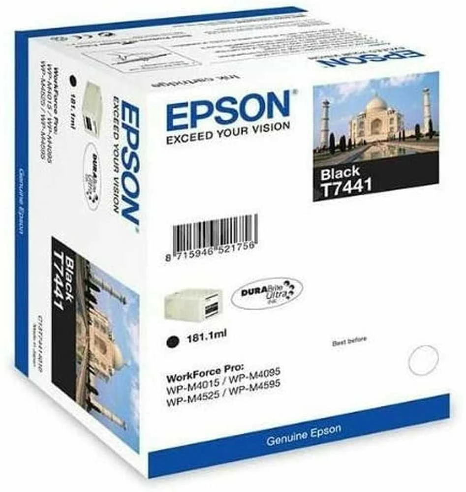 Rašalas Epson T7441 juodas DURABrite™ Ultra | 181ml | WP-M4015 DN/WP-M4525 DNF