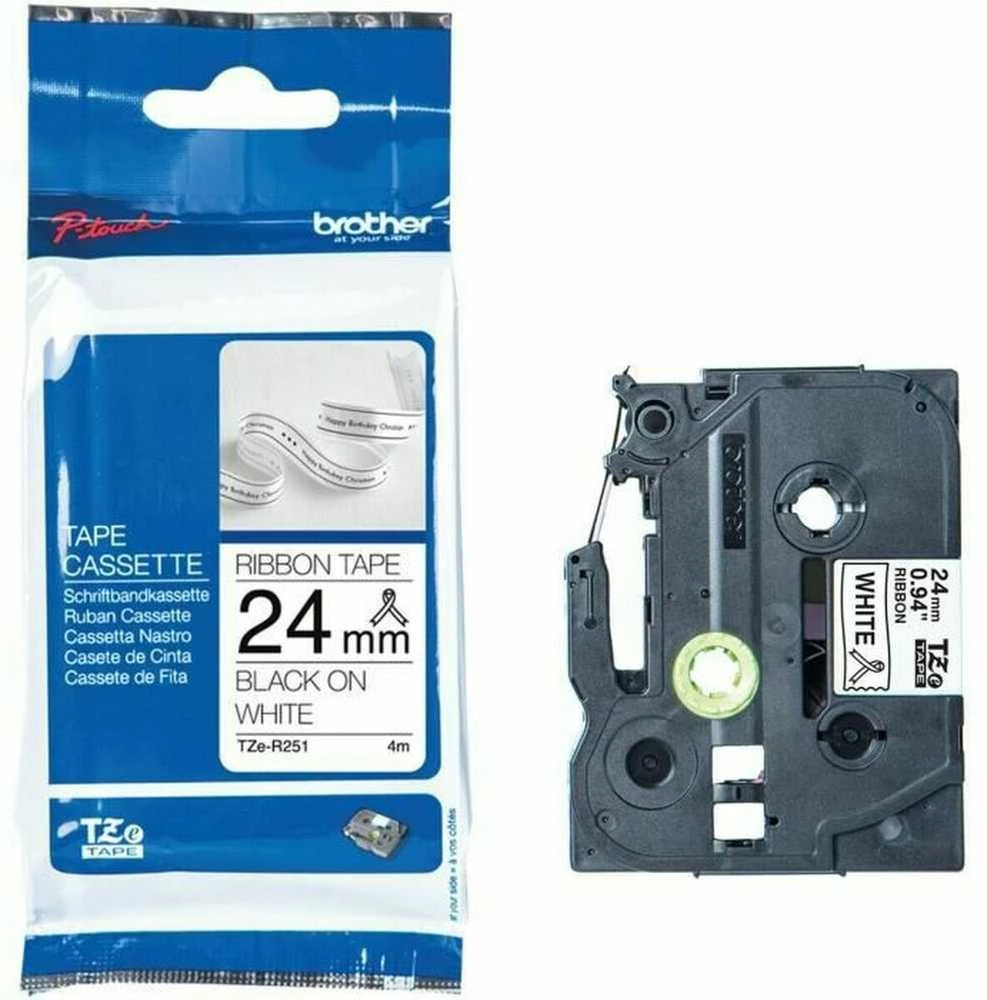 Brother TZE-R251 TAPE 24MM/Baltas ON Juodas