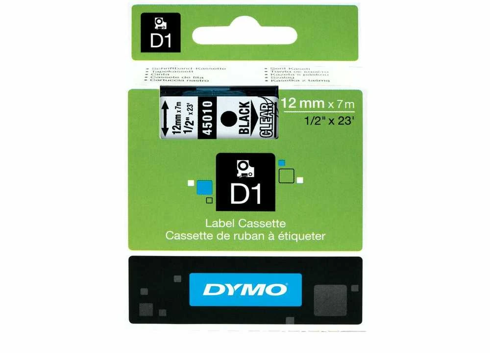 Juostelė DYMO D1 12mm x 7m, vinilinė, juoda ant permatomo / S0720500 45010