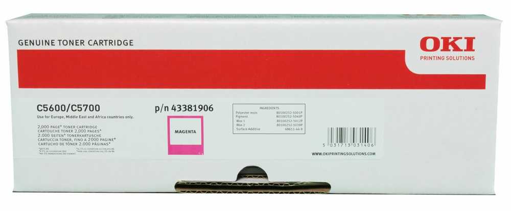 OKI 43381906 tonerio kasetė Originalus Rausvai raudona 1 vnt
