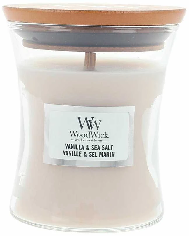 WoodWick Aromatinė žvakė (Vanilla & Sea Salt), 85 g