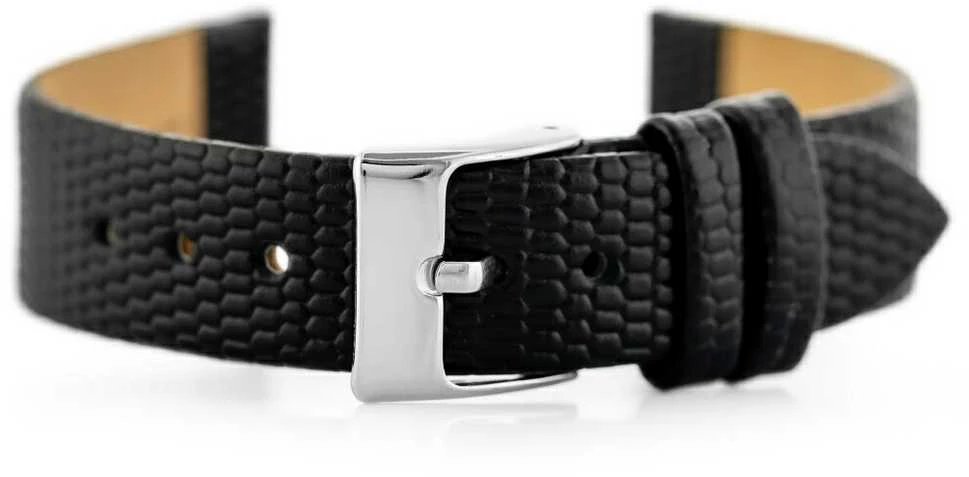Pacific W107 leather watch strap - juodas/sr. 12mm