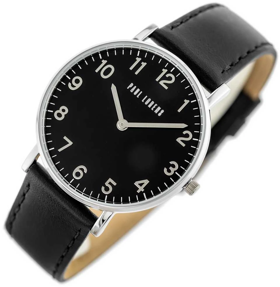 Pacific W110 leather watch strap - juodas/baltas - 22mm