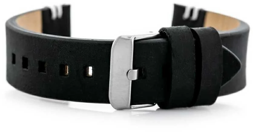 Pacific W110 leather watch strap - juodas/baltas - 22mm