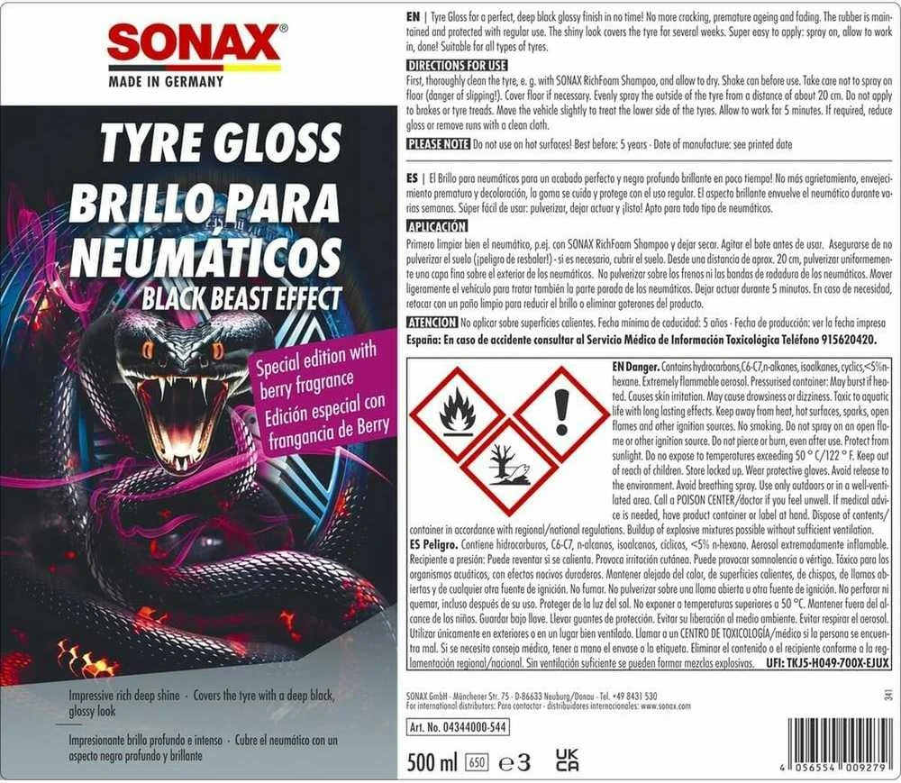 SONAX Padangų juodintojas Juodas Beast, 500ml 434400