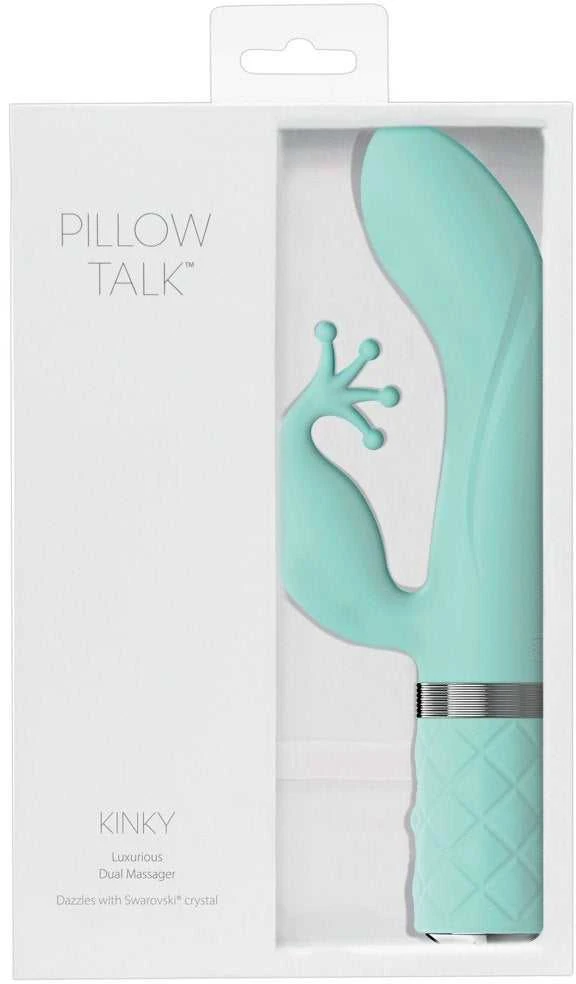 „Pillow Talk“ – „Kinky Rabbit“ ir „G-Spot“ vibratoriaus žalsvai mėlyna spalva