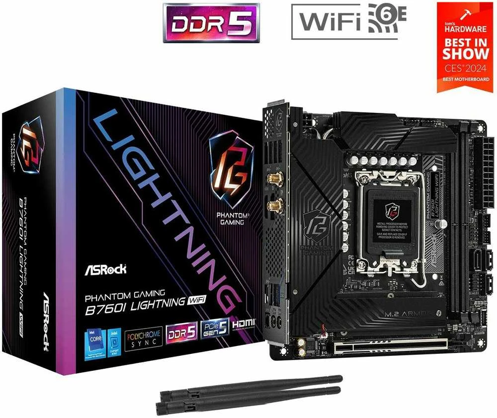 Pagrindinė plokštė ASRock B760I Lightning WiFi, Mini-ITX