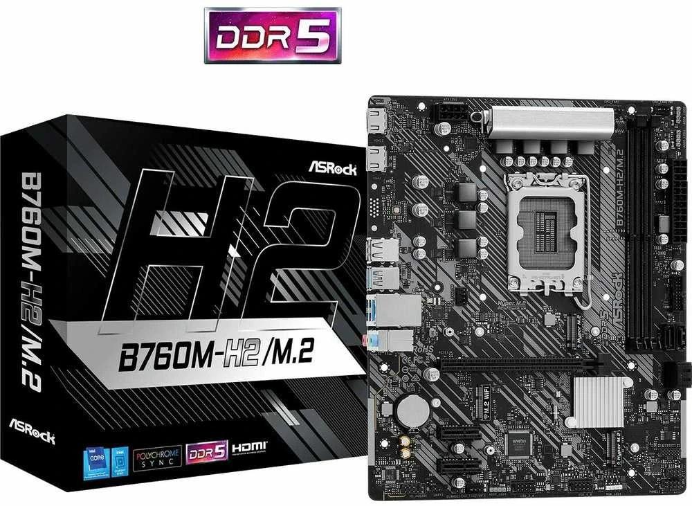 ASRock | B760M-H2/M.2 | Procesorių šeima Intel | Procesoriaus lizdas LGA1700 | DDR5 | SATA jungčių skaičius 4