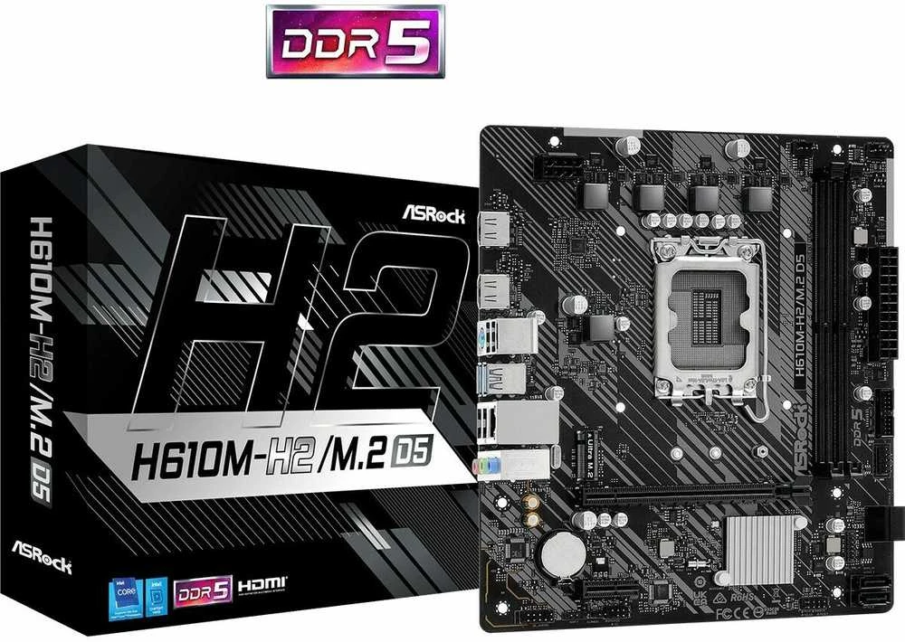 Pagrindinė plokštė ASROCK H610M-H2/M.2 D5 LGA1700 2xHDMI