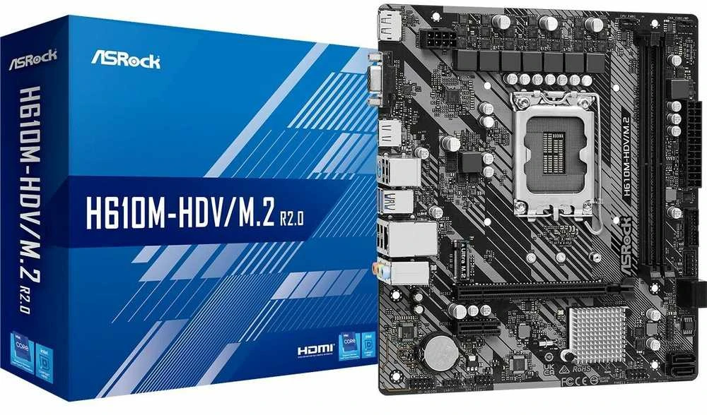 Pagrindinė plokštė ASROCK H610M-HDV/M.2 LGA1700 2x DDR4 DIMM HDMI DP 1xPCIe 4.0 x16 2xPCIe 3.0 x1