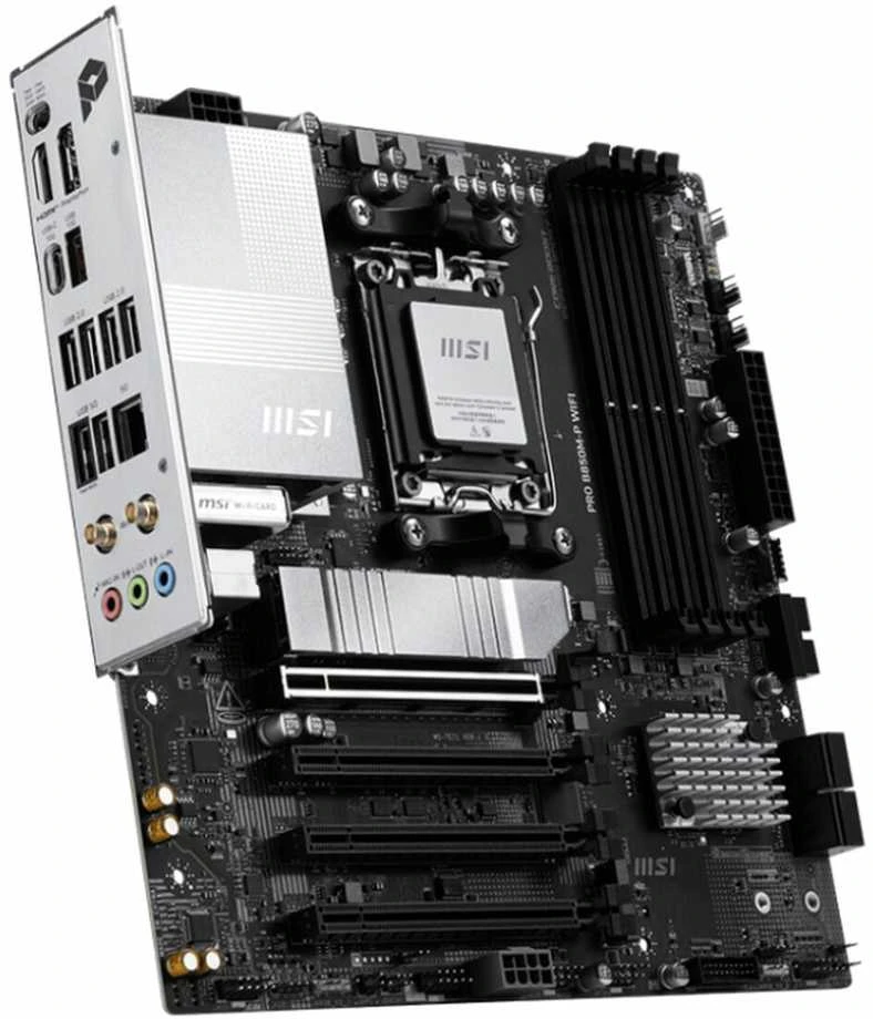 Pagrindinė plokštė MSI PRO B850M-P WIFI | Procesorių šeima AMD B850 | Procesoriaus lizdas AM5 | DDR5 | Palaikomos standžiojo disko sąsajos SATA, M.2 | SATA jungčių skaičius 4