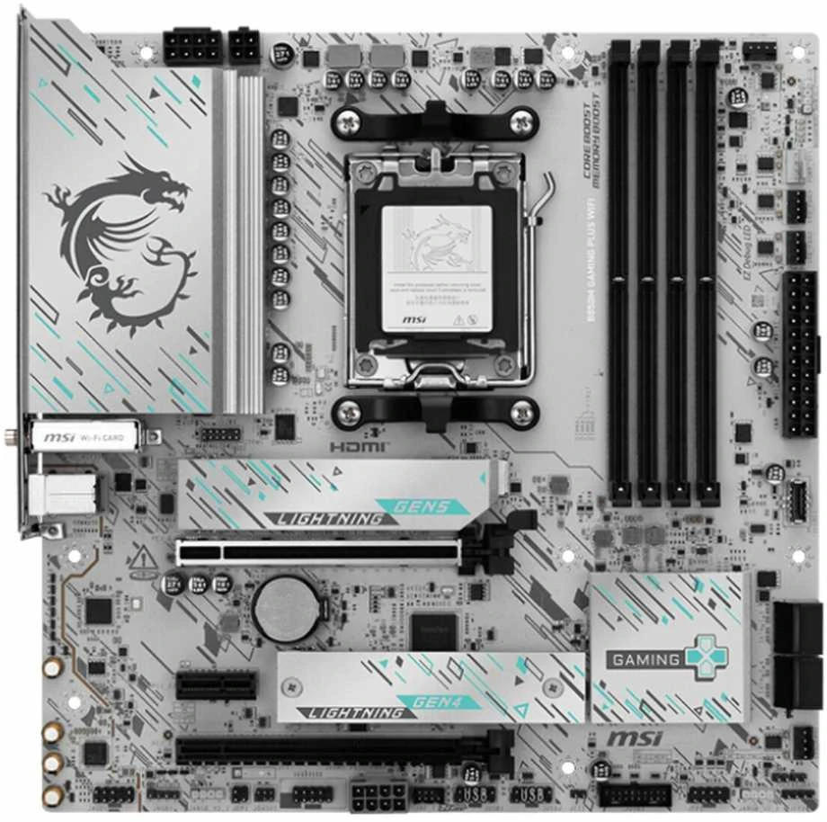 Pagrindinė plokštė MSI B850M GAMING PLUS WIFI6E | Procesorių šeima AMD | Procesoriaus lizdas AM5 | Palaikomos standžiojo disko sąsajos SATA, M.2 | SATA jungčių skaičius 4