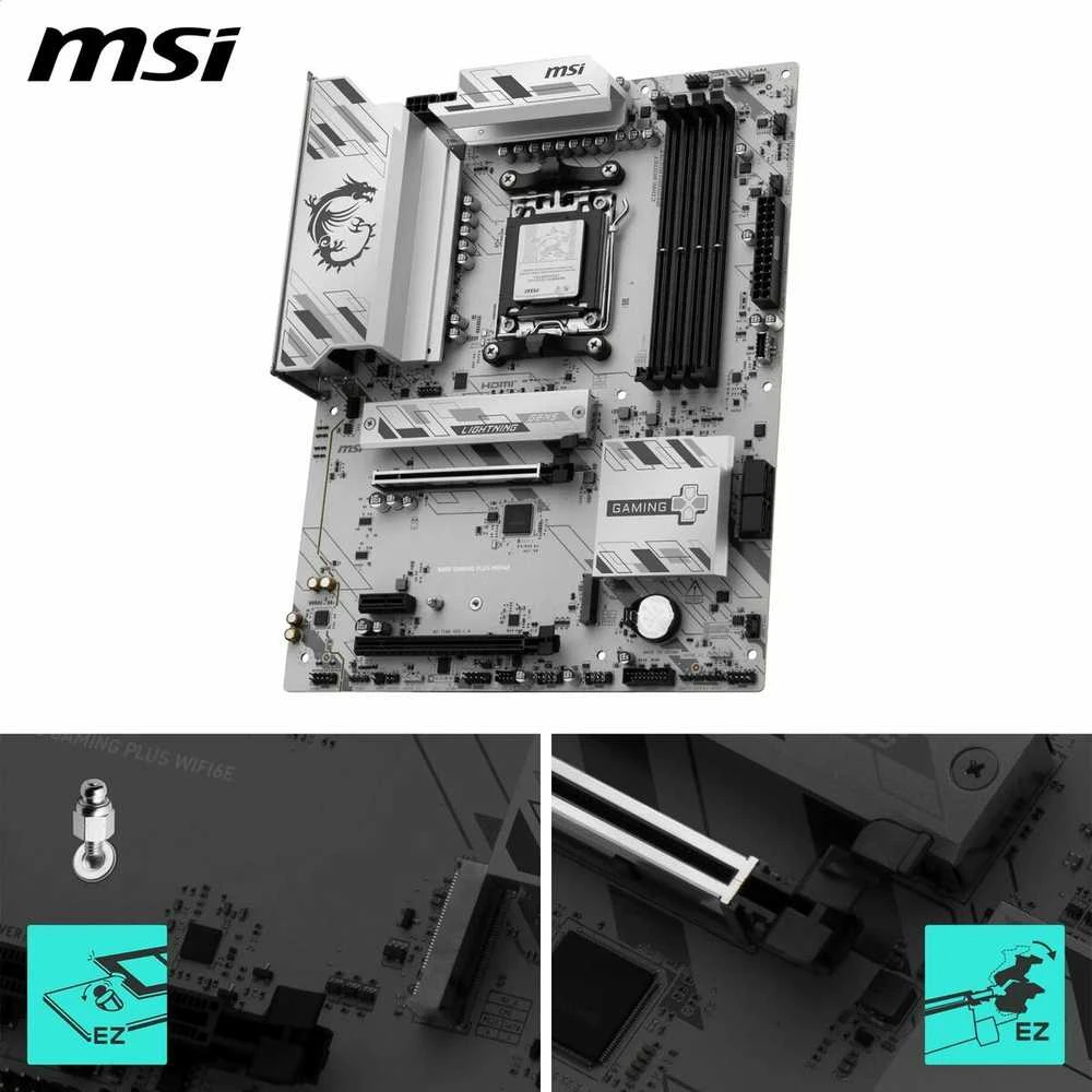 Pagrindinė plokštė MSI B850 GAMING PLUS WIFI6E | Procesorių šeima AMD | Procesoriaus lizdas AM5 | DDR5 | Palaikomos standžiojo disko sąsajos SATA, M.2 | SATA jungčių skaičius 4