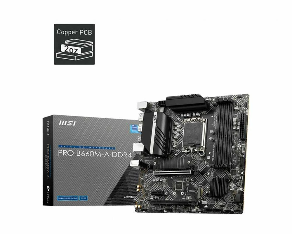 Pagrindinė plokštė MSI PRO H610M-G DDR4/LGA1700/MicroATX/Atminties lizdai 2/1xPCI-Express 3.0 1x/1xPCI-Express 4.0 16x/1xM.2/1x15pin D-sub/1xHDMI/1xDisplayPort/2xAudio-In/1xAudio-Out/4xUSB 2.0/2xUSB 3.2/1xPS/2/1xRJ45