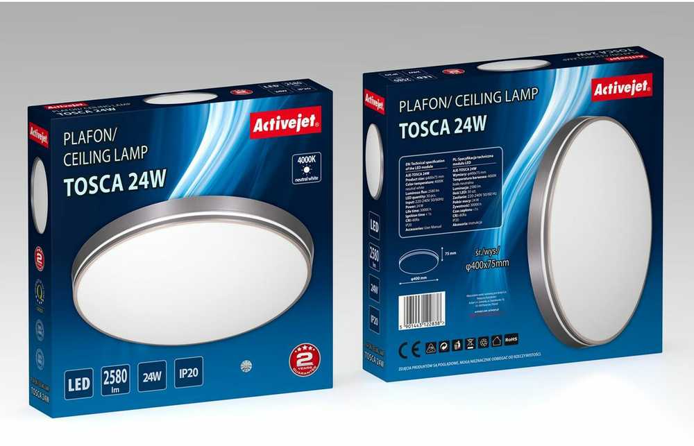 Lubinis Šviestuvas - Activejet LED Tosca 24W Baltas