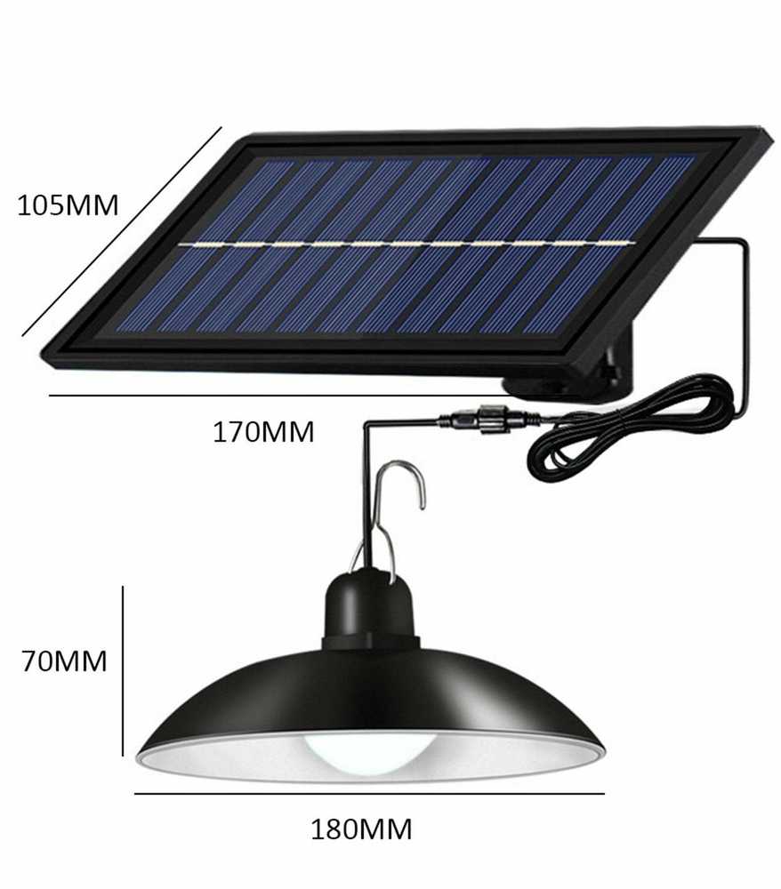 Lauko kabinama saulės lempa su LED ir nuotoliniu valdymu